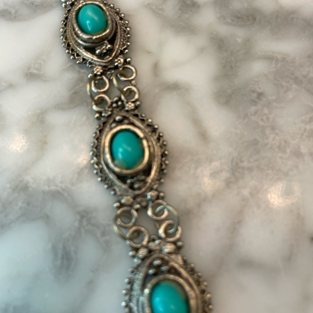 Silver and turquoise bracelet - Picture 2 of 3